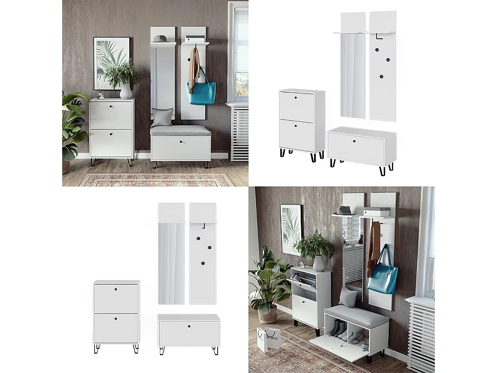 Set guardaroba  bianco 36x21.6x135 siri