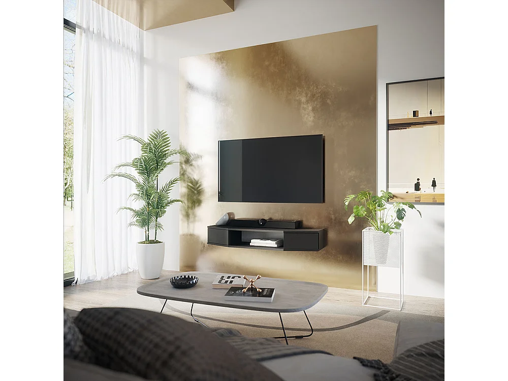 Meuble tv noir 110x30x17.4 walter