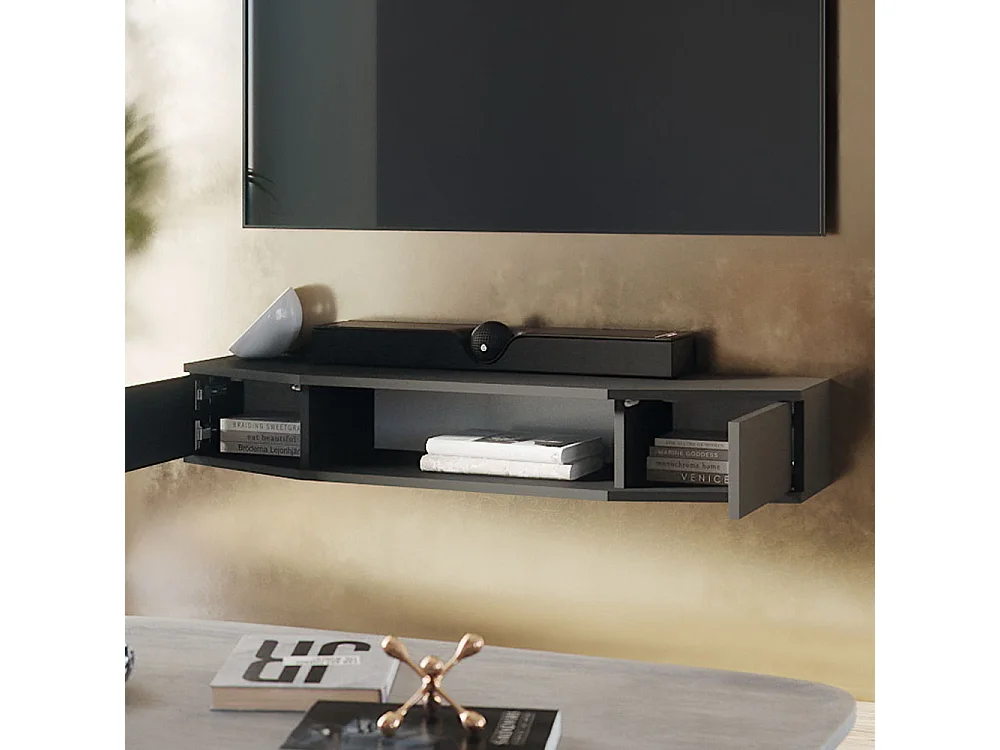 Meuble tv noir 110x30x17.4 walter