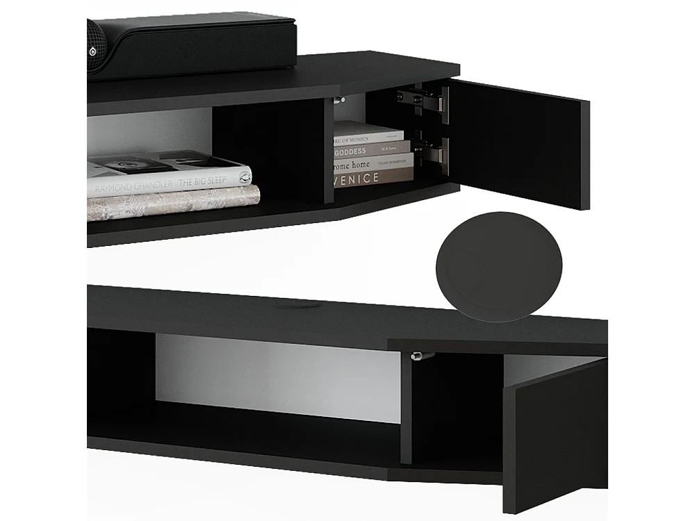 Meuble tv noir 110x30x17.4 walter