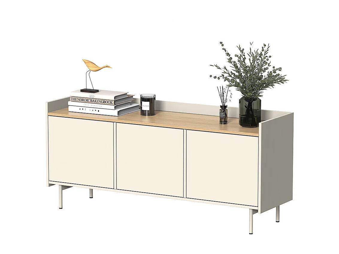 Meuble TV crème 140x40x63 velina