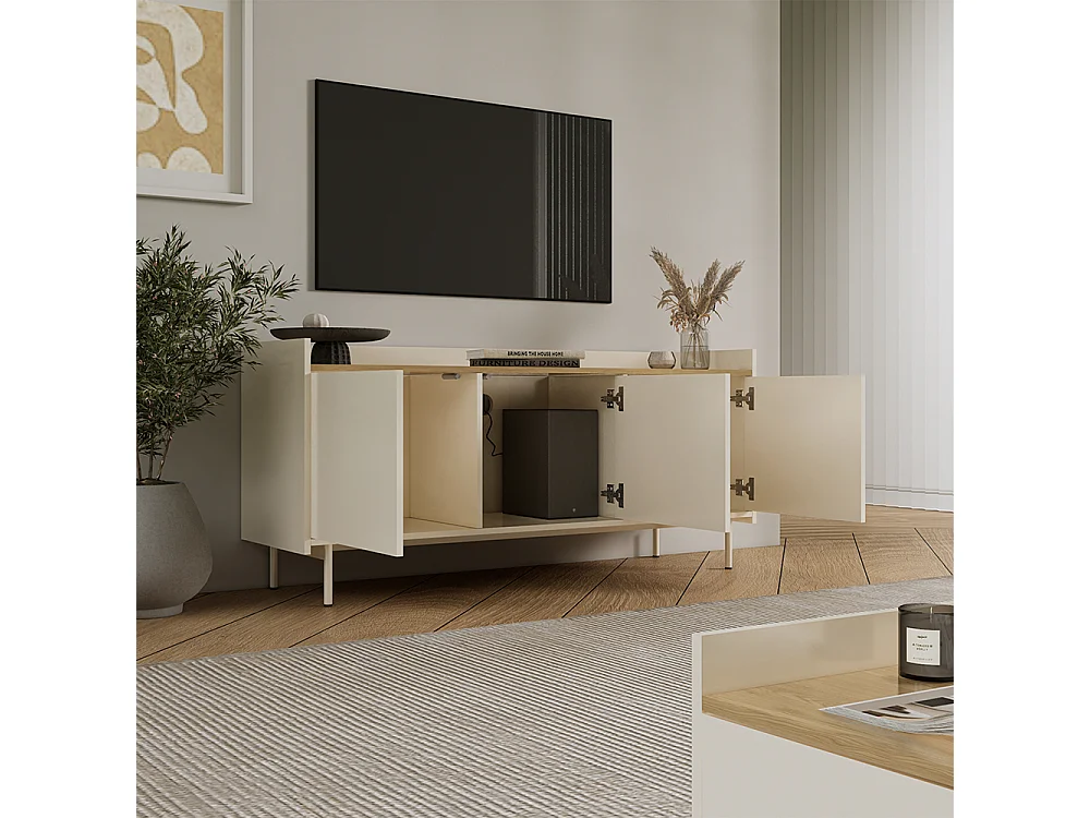 Lavt skab creme 140x40x63 velina