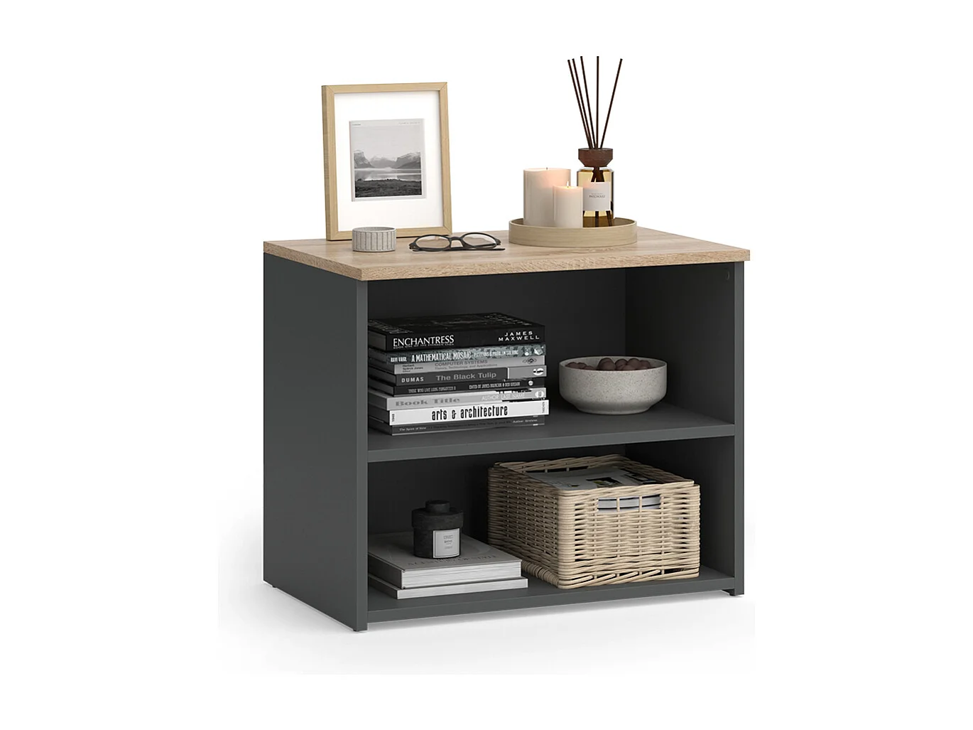 Meuble TV anthracite/sonoma 60x40x50 wido