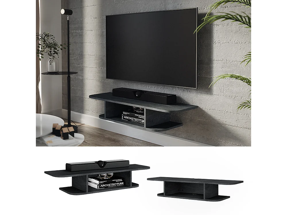Meuble tv béton noir 105x30x18.2 lorio