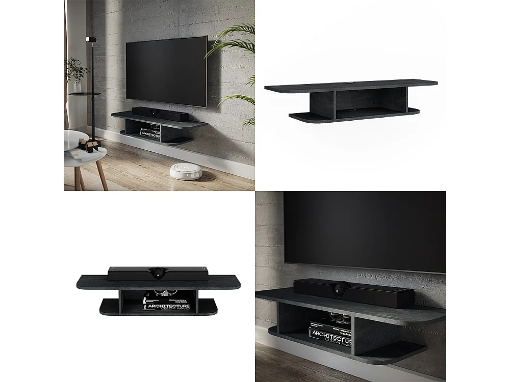 Meuble tv béton noir 105x30x18.2 lorio