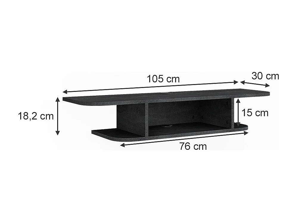 Meuble tv béton noir 105x30x18.2 lorio