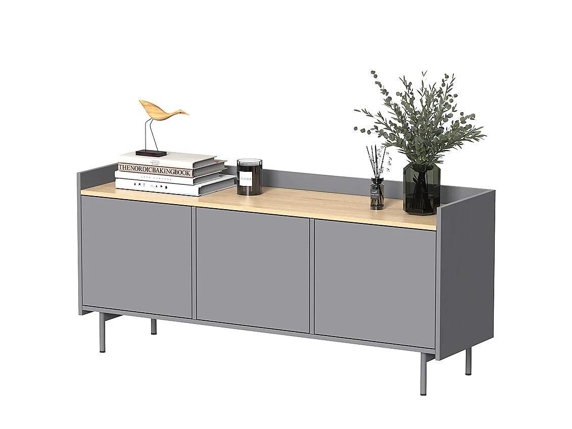 Meuble TV gris 140x40x63 velina