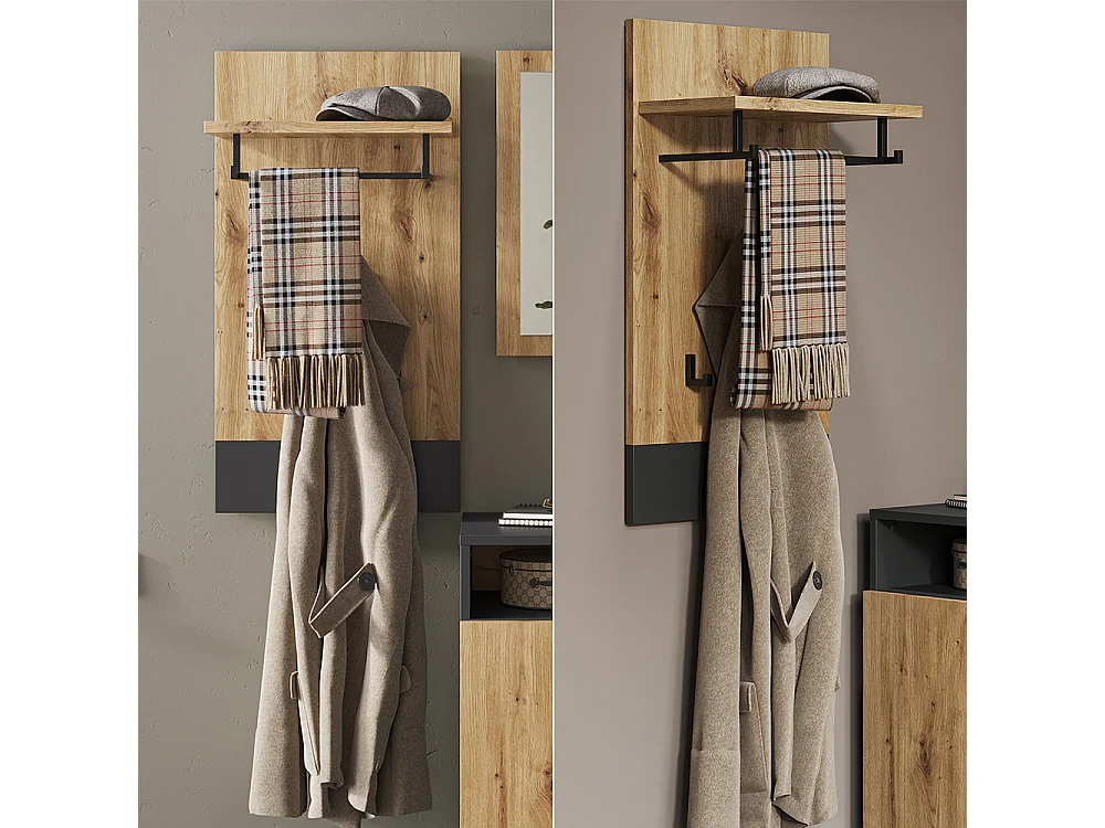 Perchero de pared antracita 44x25.6x83 selena