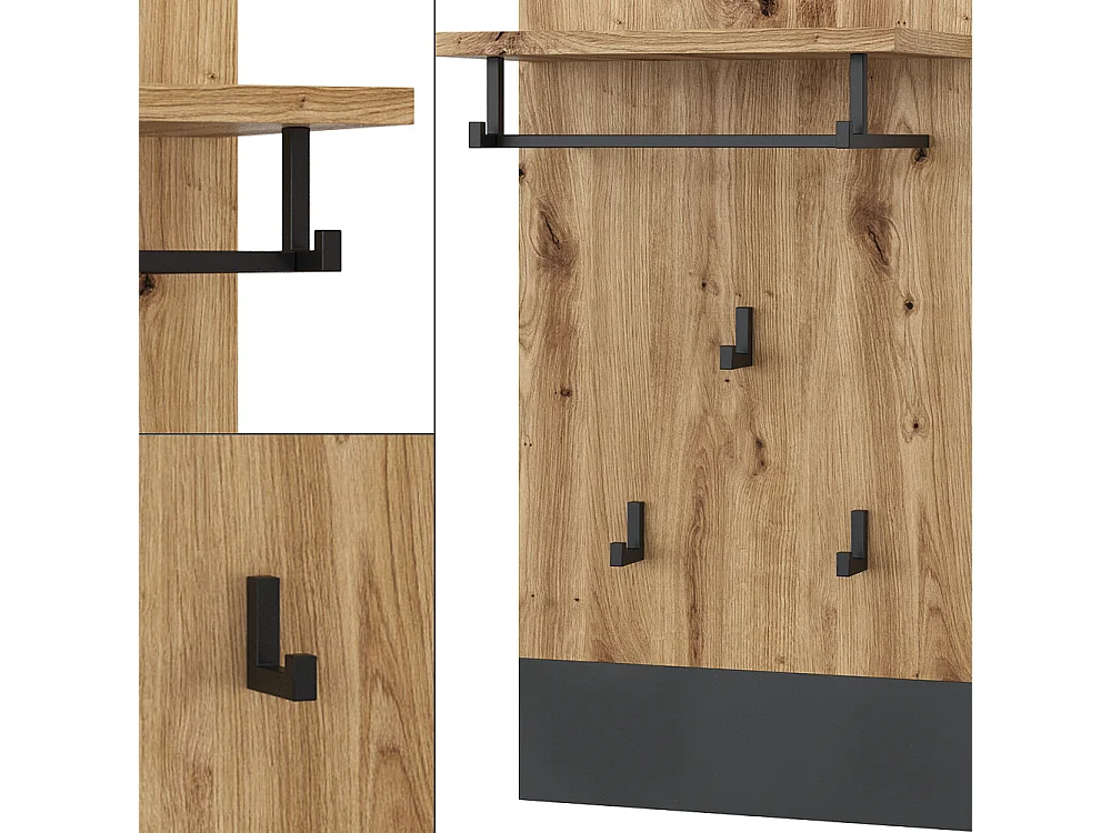 Perchero de pared antracita 44x25.6x83 selena