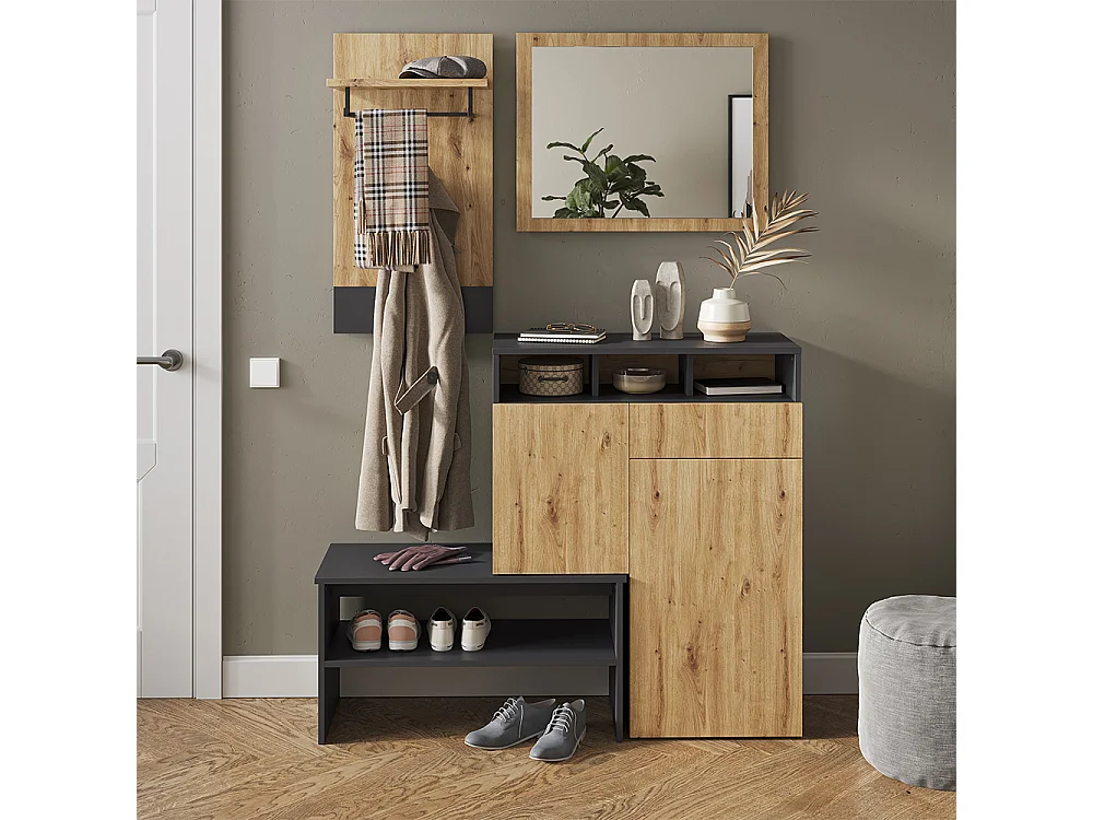 Portemanteau mural anthracite 44x25.6x83 selena