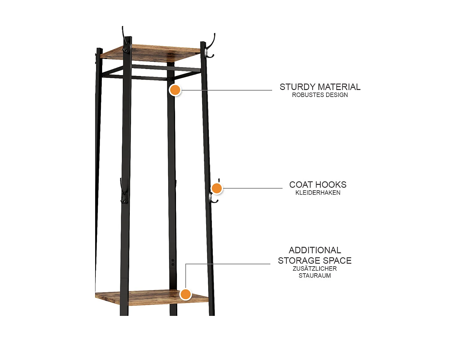 Portemanteau  chêne rustique 43x43x180 fyrk
