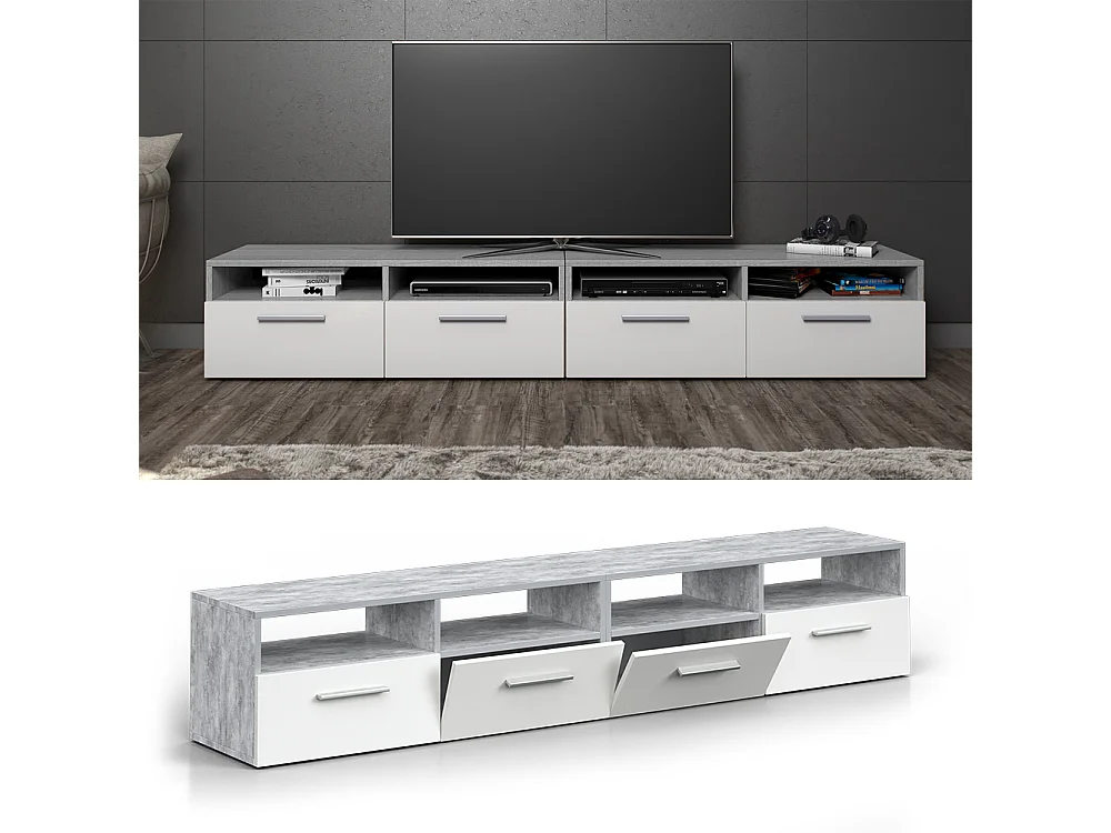 Meuble tv béton 190x33.2x38 diego