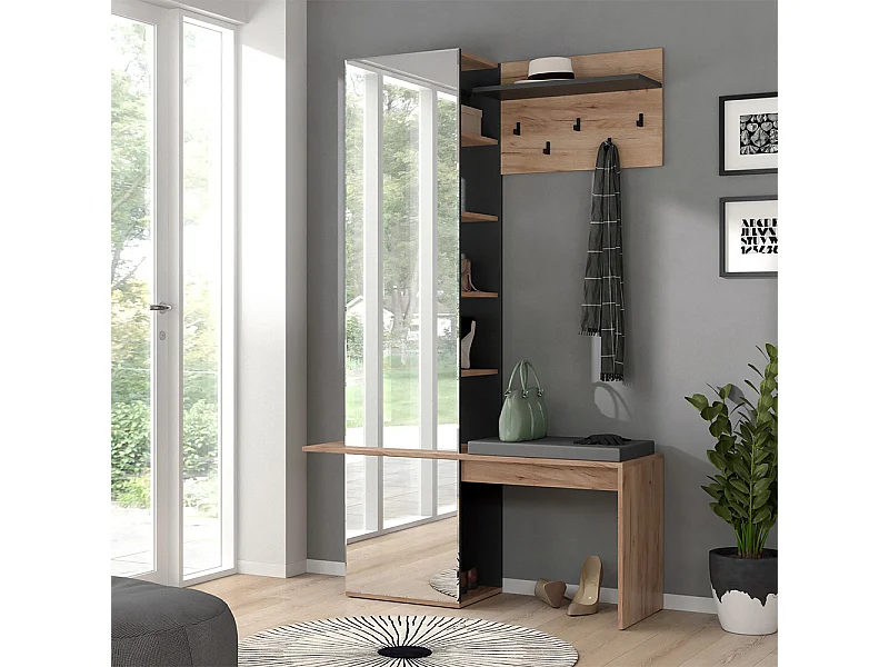 Perchero roble dorado 120x40x190 adeline