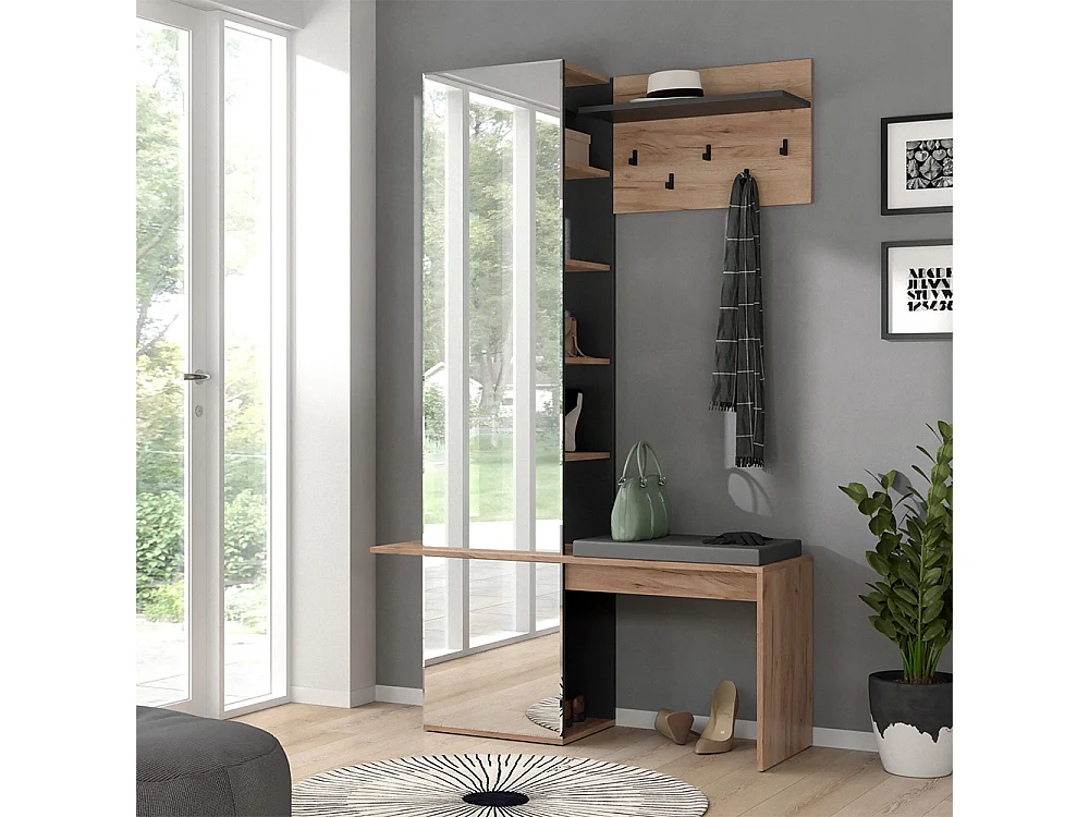 Perchero roble dorado 120x40x190 adeline