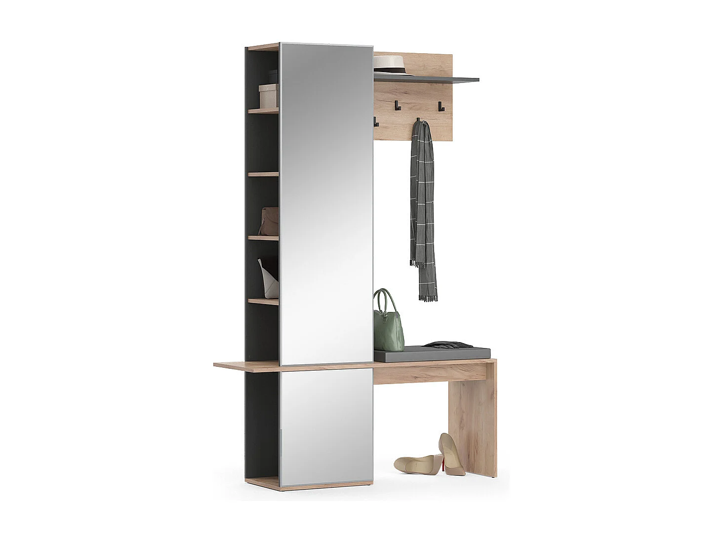 Perchero roble dorado 120x40x190 adeline