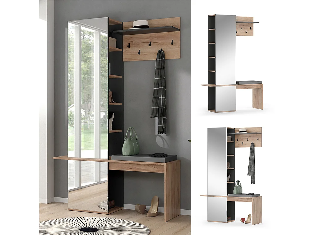 Garde-robe chêne de force doré 120x40x190 adeline