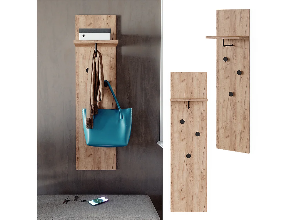 Wandgarderobe goldkraft eiche 36x21.6x135 siri