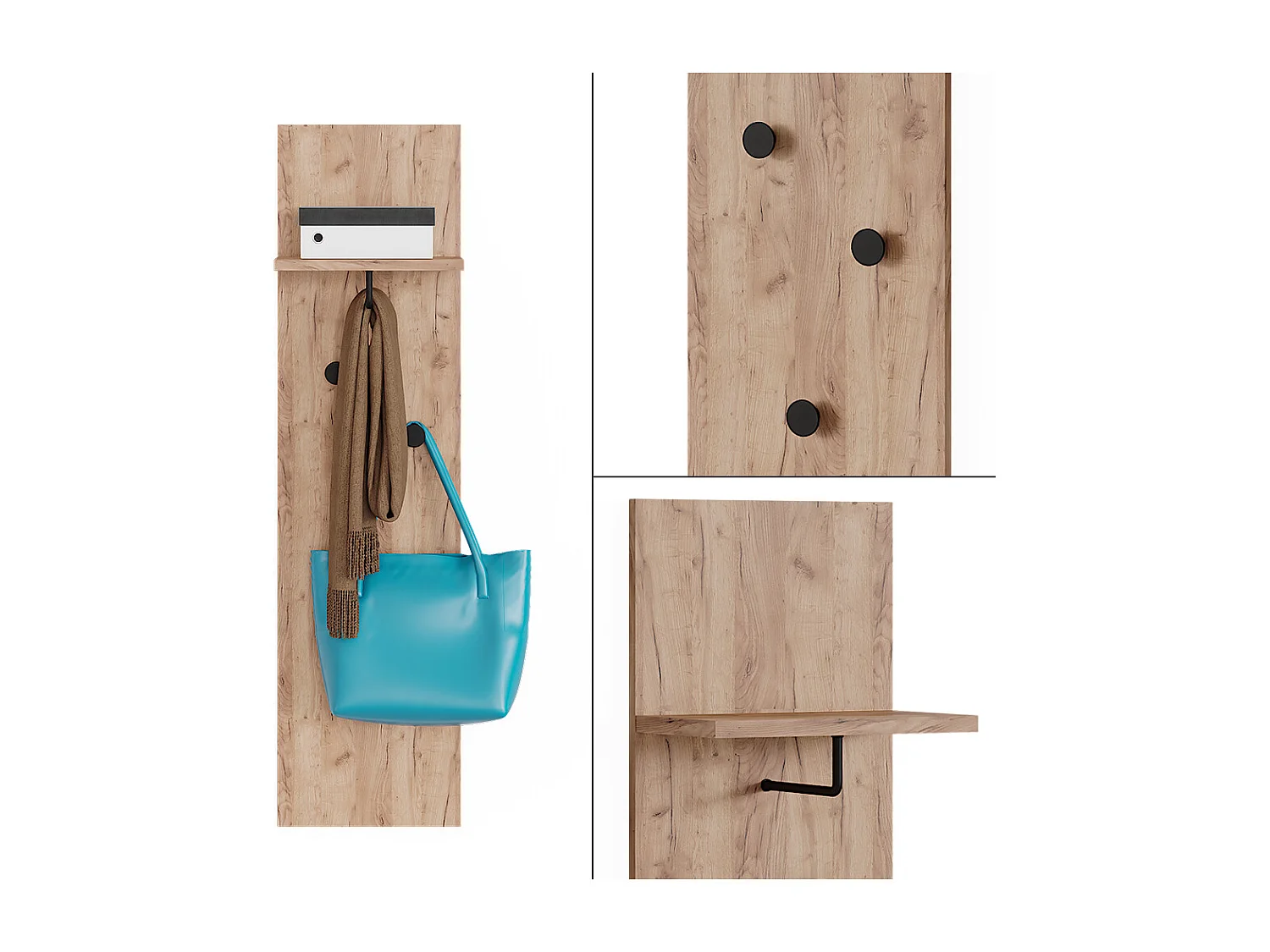 Wandgarderobe goldkraft eiche 36x21.6x135 siri