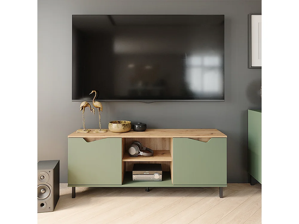 Meuble TV vert/artisan 150x38x60 marelle