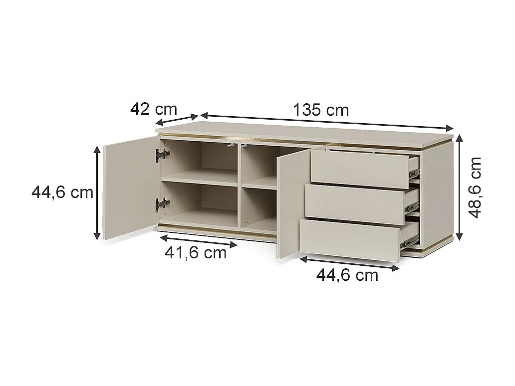 Meuble TV cachemire 135x42x48.6 linette