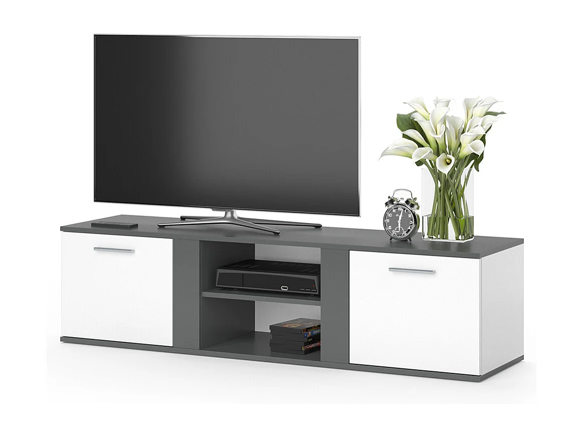 Meuble tv anthracite 155x40x41 novelli