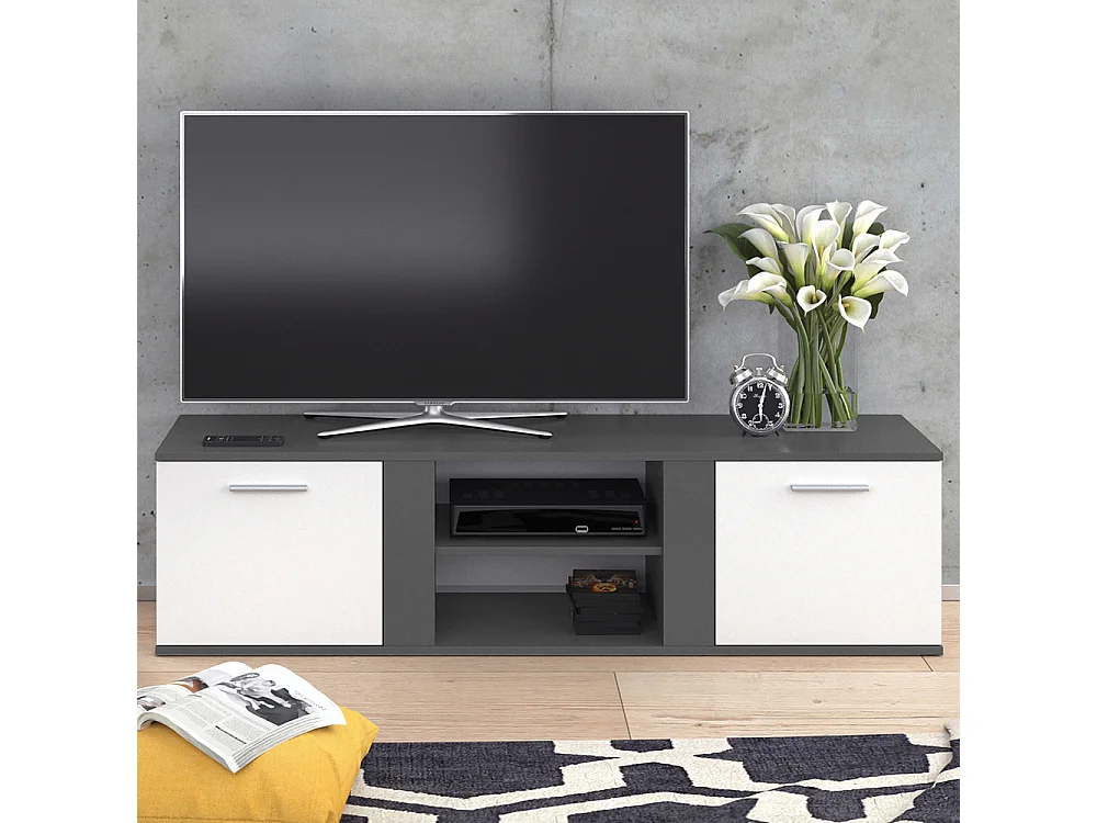 Meuble tv anthracite 155x40x41 novelli