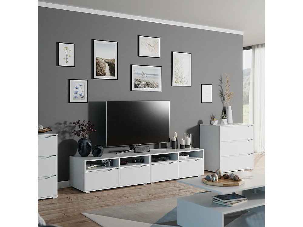 Meuble tv blanc 200.4x48.1x42 ruben