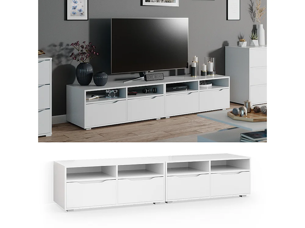Meuble tv blanc 200.4x48.1x42 ruben