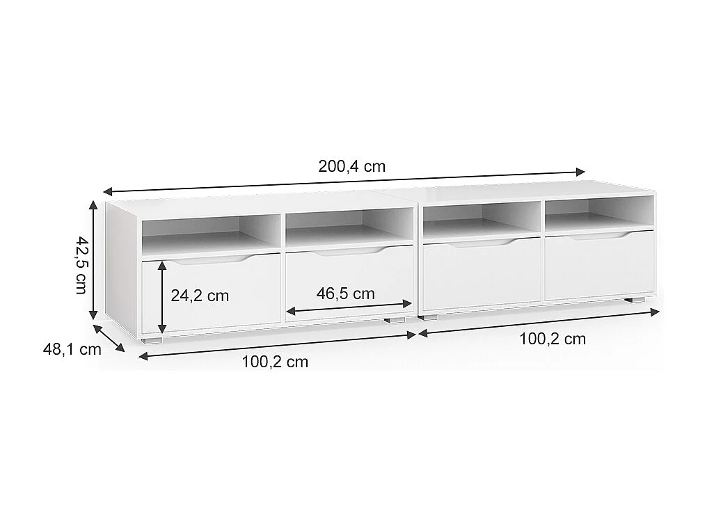 Lavt skab hvid 200.4x48.1x42 ruben