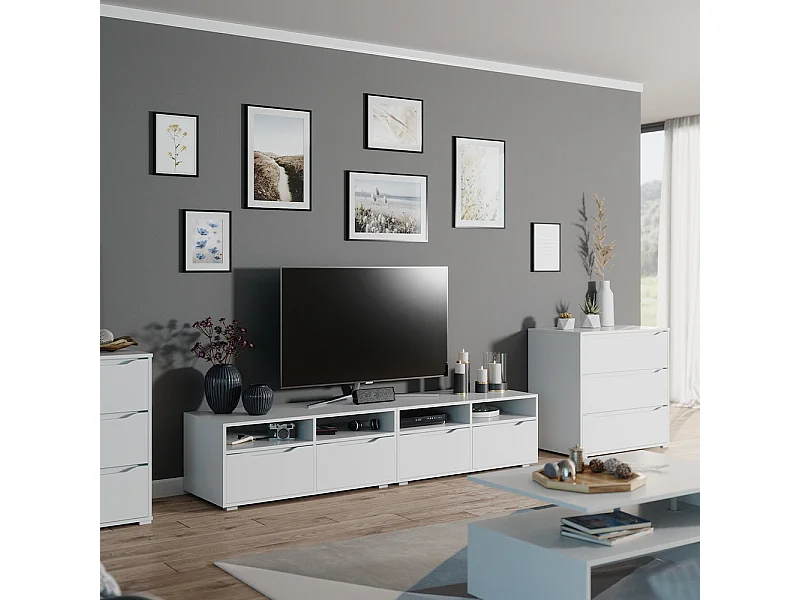 Meuble tv blanc 200.4x48.1x42 ruben