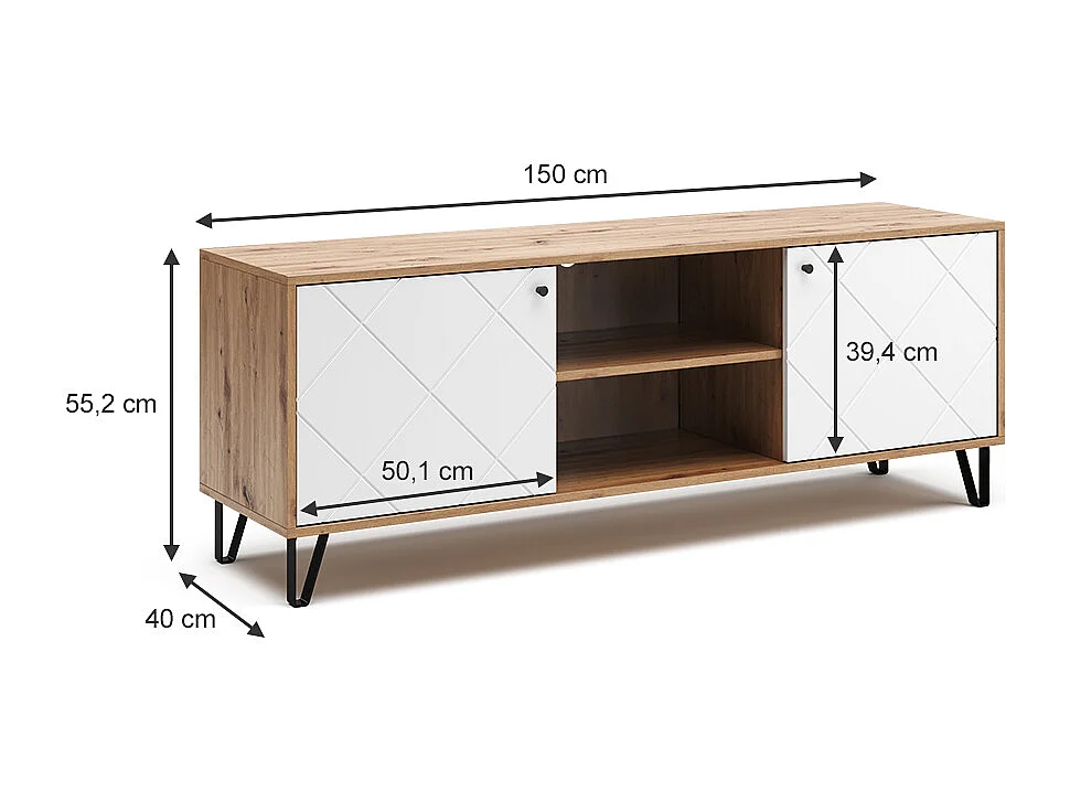 Meuble tv chêne artisan 150x40x55.2 nizza
