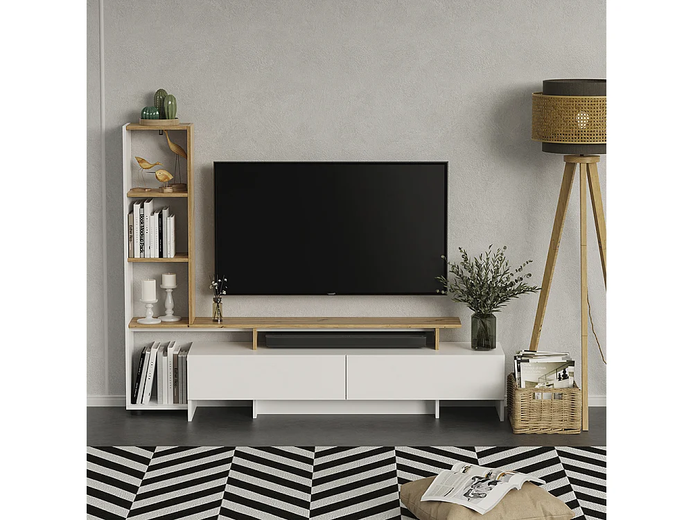 Meuble TV blanc/chêne 168.2x35x120 tavora