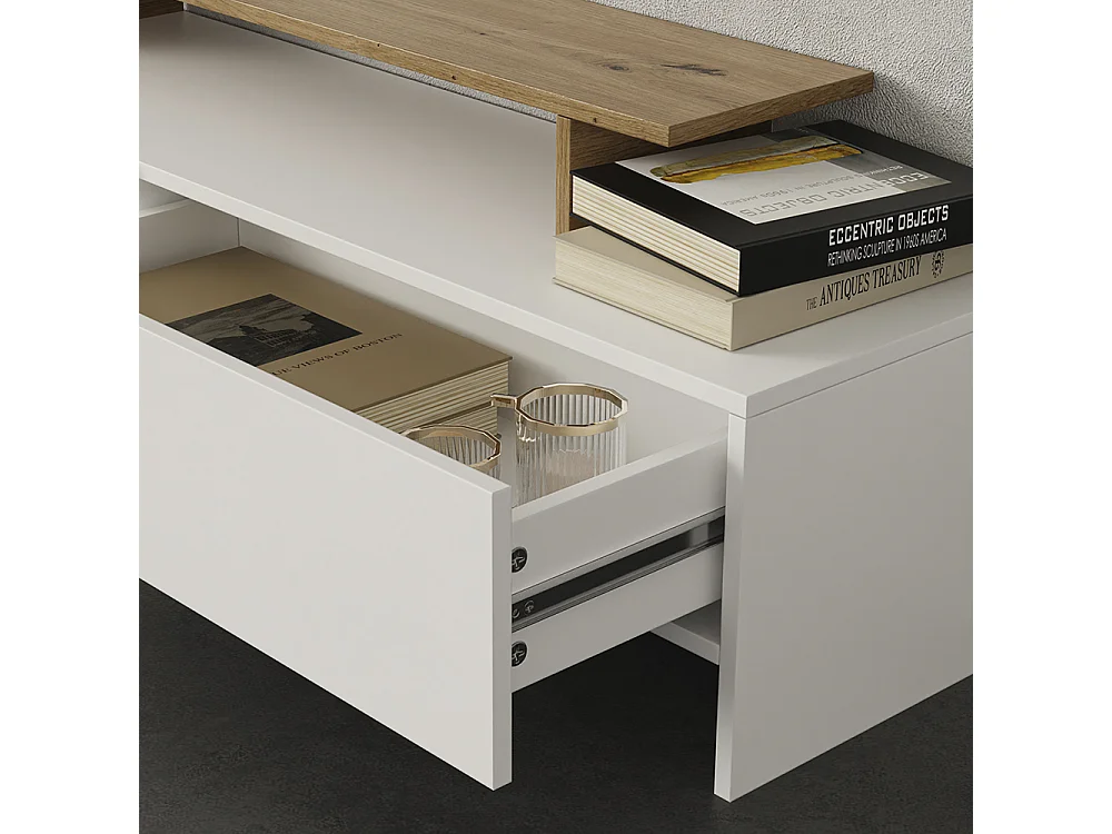 Meuble TV blanc/chêne 168.2x35x120 tavora