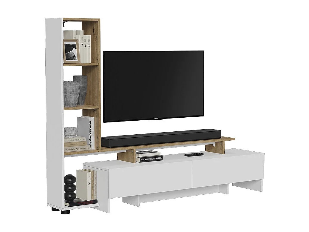 Meuble TV blanc/chêne 168.2x35x120 tavora