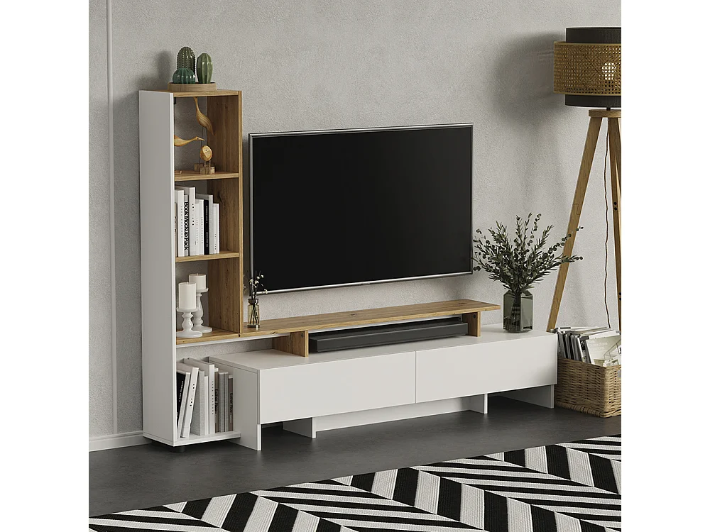 Meuble TV blanc/chêne 168.2x35x120 tavora