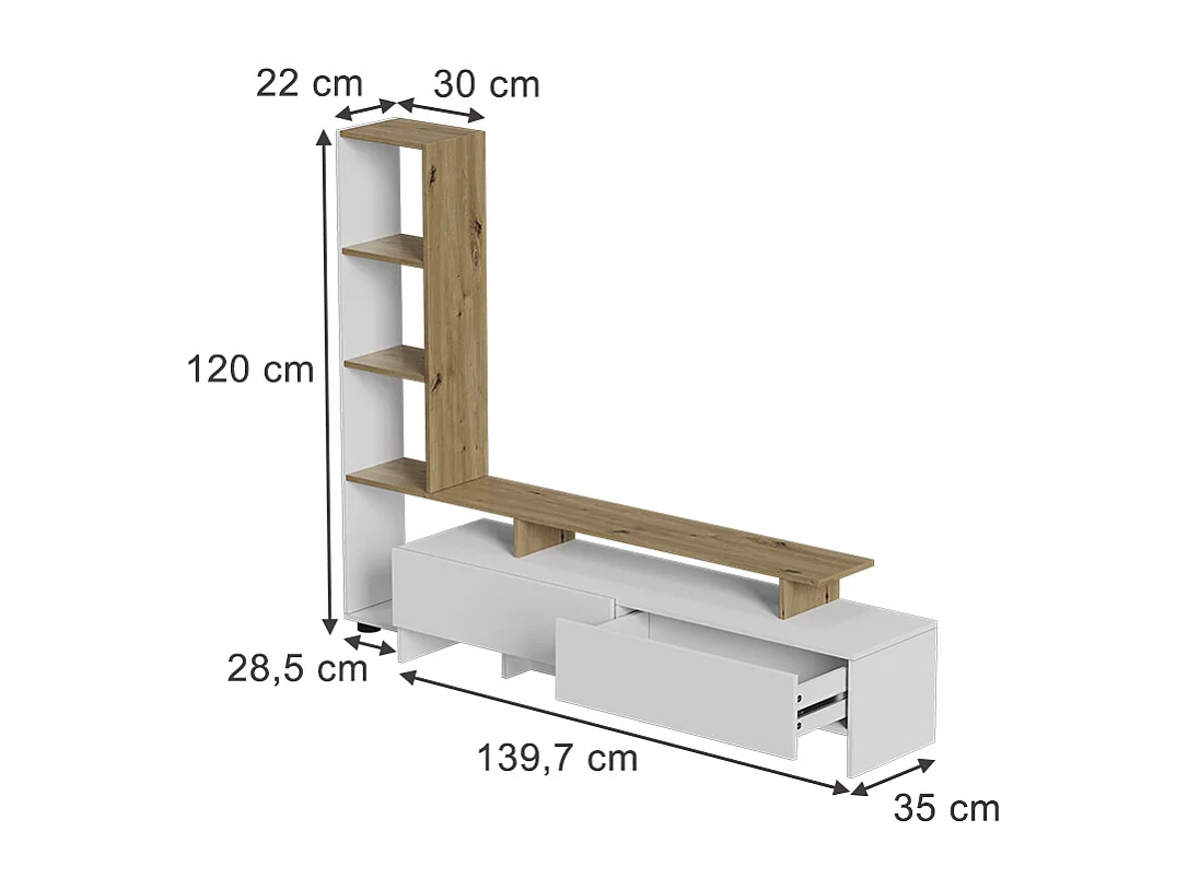 Meuble TV blanc/chêne 168.2x35x120 tavora