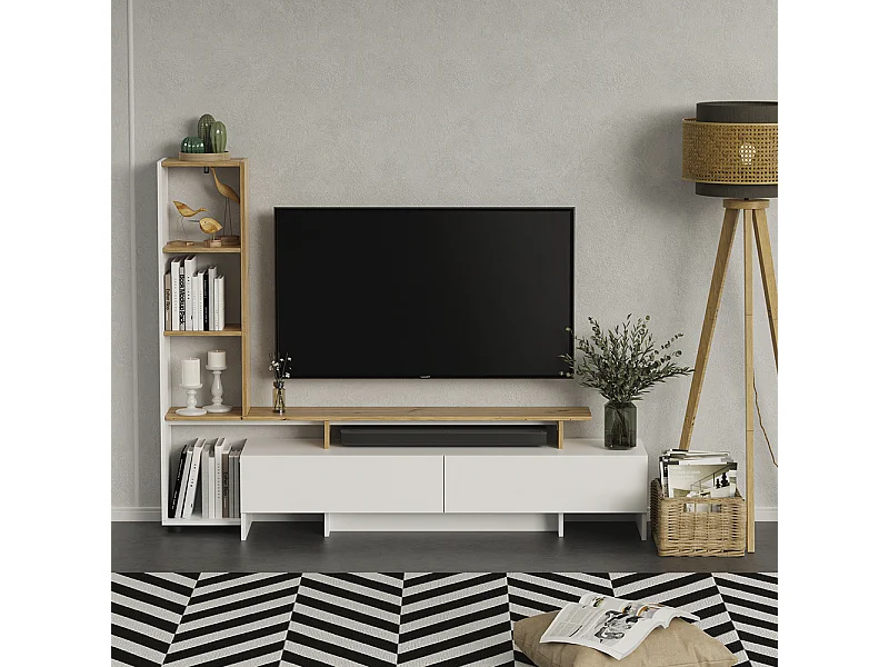Meuble TV blanc/chêne 168.2x35x120 tavora