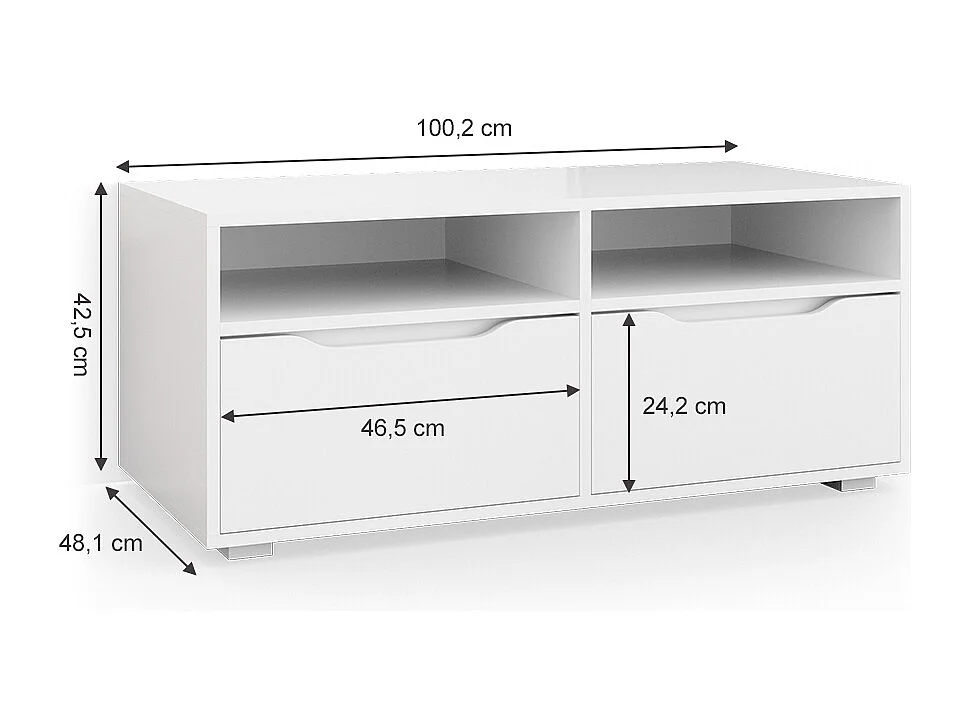 Lavt skab hvid 100.2x48.1x42.5 ruben