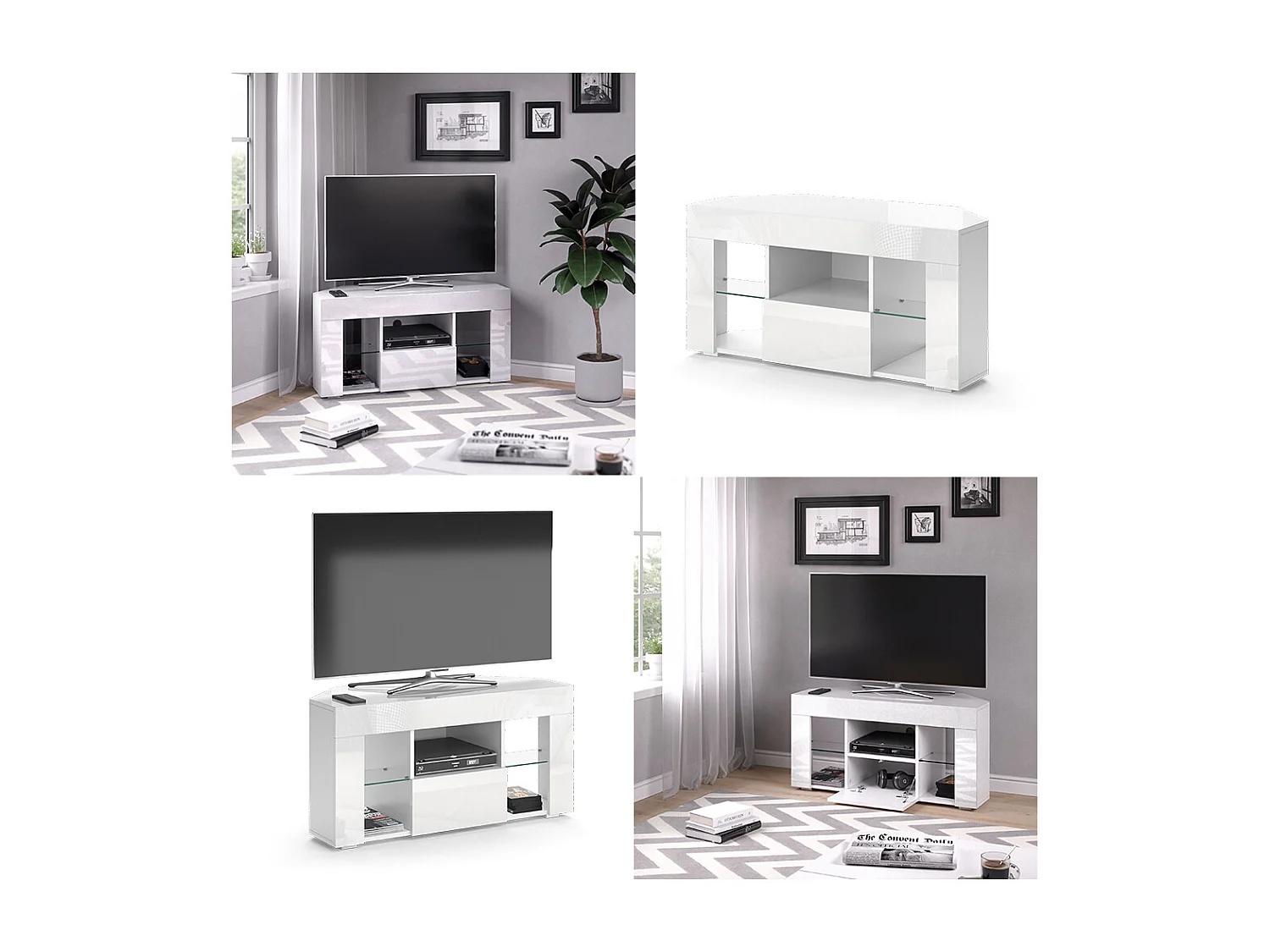 Meuble tv blanc 100x40x50 denver