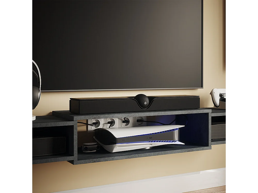 Meuble tv béton noir 139.7x29x20.3 nordic