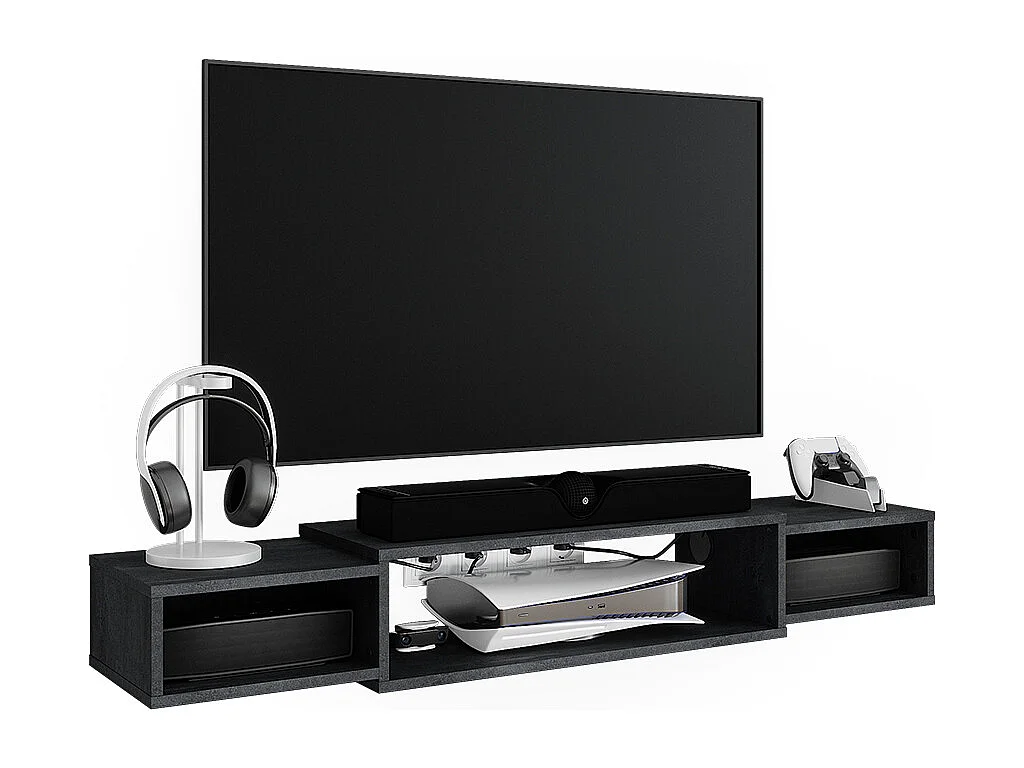 Meuble tv béton noir 139.7x29x20.3 nordic