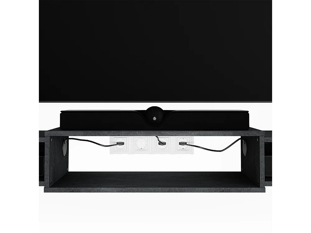 Meuble tv béton noir 139.7x29x20.3 nordic