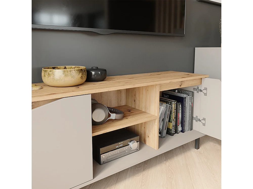 Meuble TV greige/artisan 150x38x60 marelle