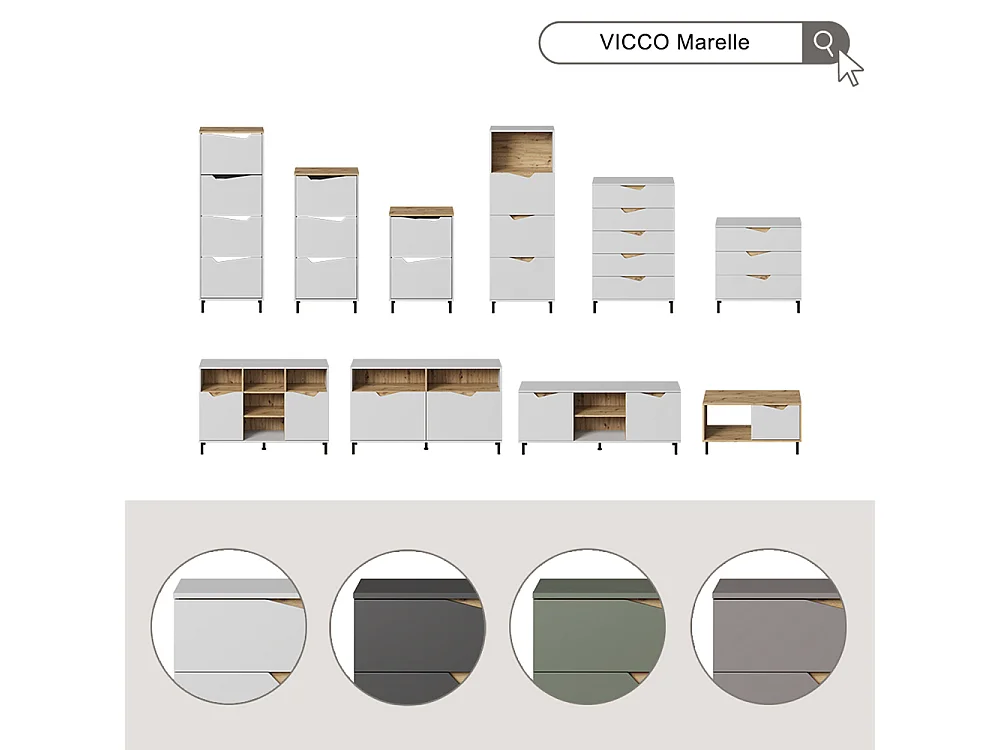 Meuble TV greige/artisan 150x38x60 marelle