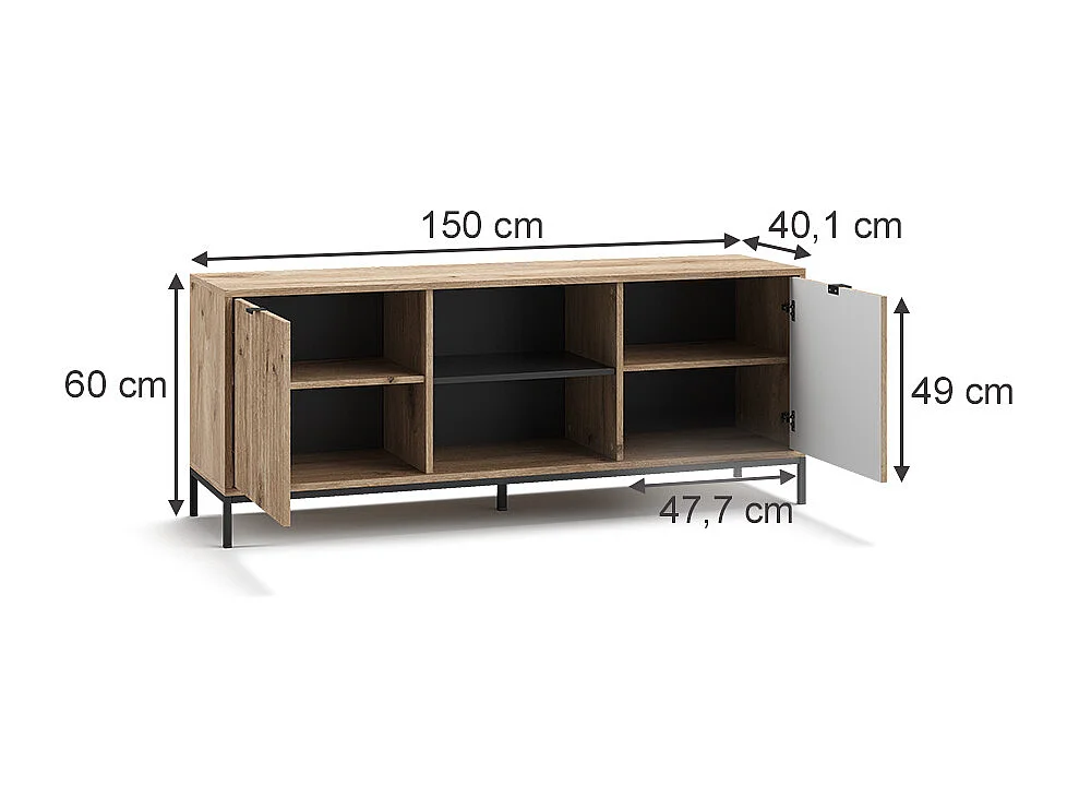 Buffet bas chêne viking 150x40.1x60 eliza