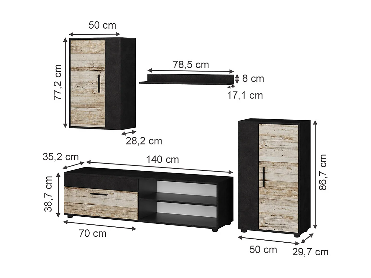 Stuevæg beige 140x35.2x38.7 berno