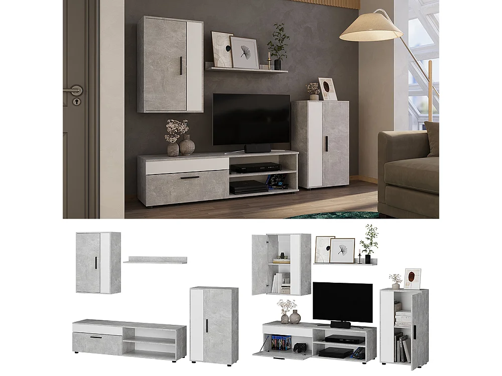 Meuble-paroi béton 140x35.2x38.7 berno