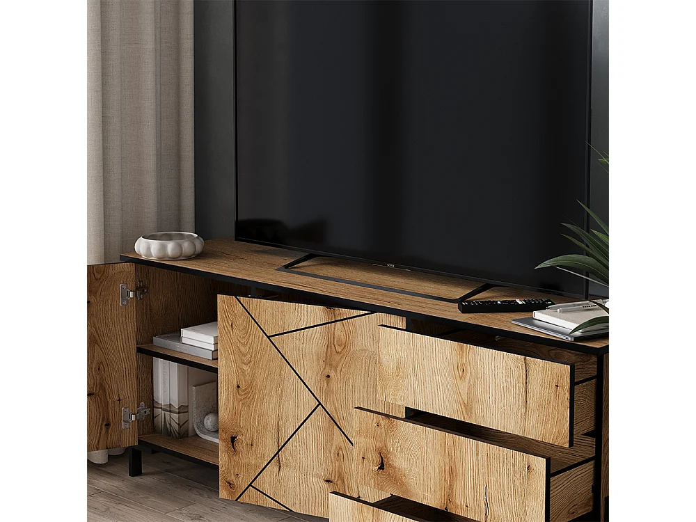 Meuble TV chêne 150x39.7x60 hatto
