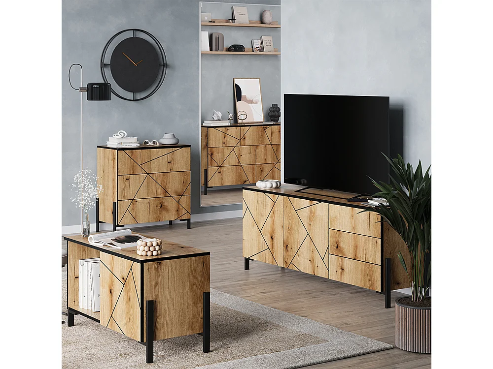 Meuble TV chêne 150x39.7x60 hatto