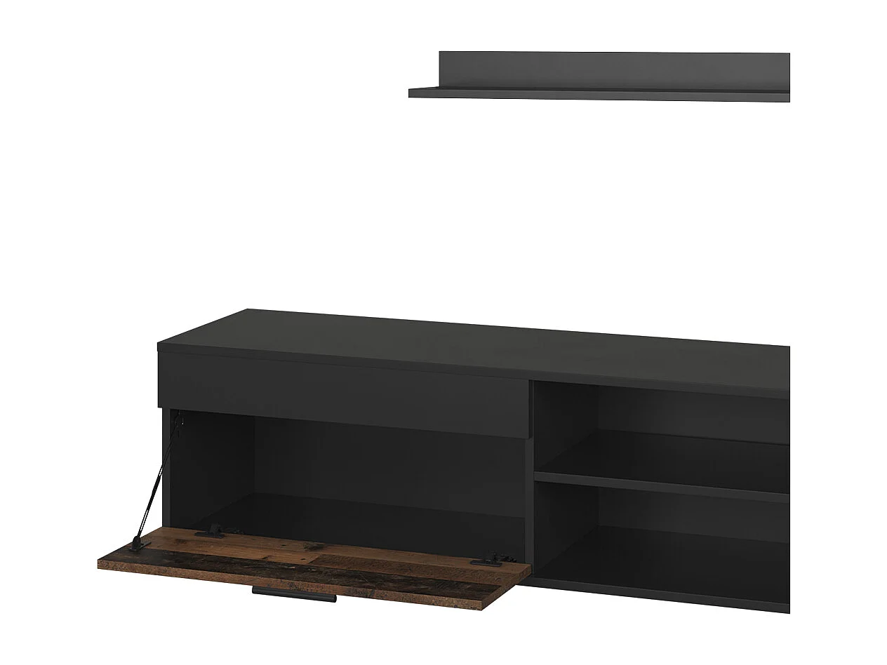 Lowboard & étagère noir/ancien style 139.8x35.3x38.9 berno